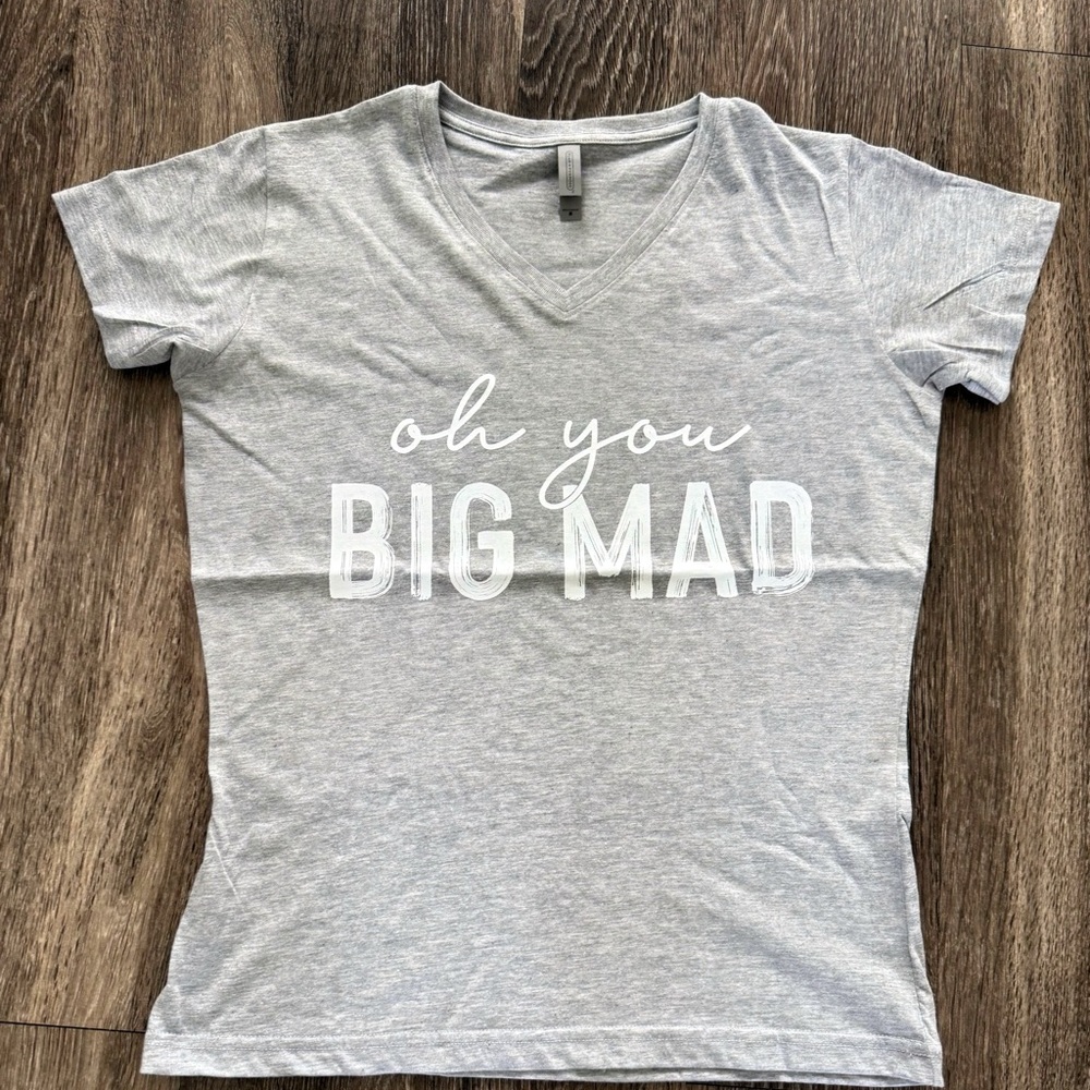 Gray V-Neck Graphic Tee